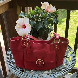 EUC Vintage Coach Campbell Belle red leather shoulder bag.